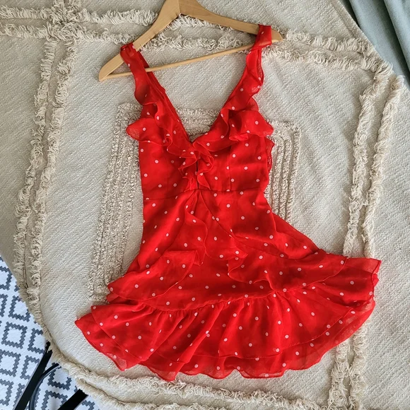 For Love And Lemons Scarlet Polka Dot Mini Dress - Picture 6 of 6